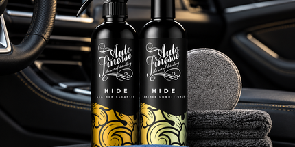 Sada na čištění a ochranu kůže Auto Finesse: sprej, kondicionér a textilní utěrky