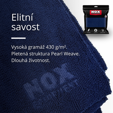 Tmavě modrá mikrovláknová utěrka FiberWipe Elite, husté vlákno 430 g/m², 40×40 cm