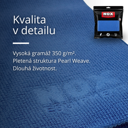 Modrá mikrovláknová utěrka Pearl Weave struktura